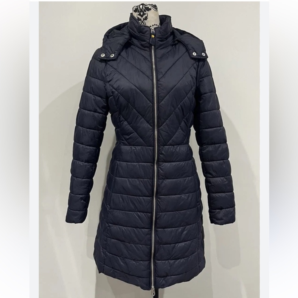 Joules Navy Quilted Long Puffer Coat size 8